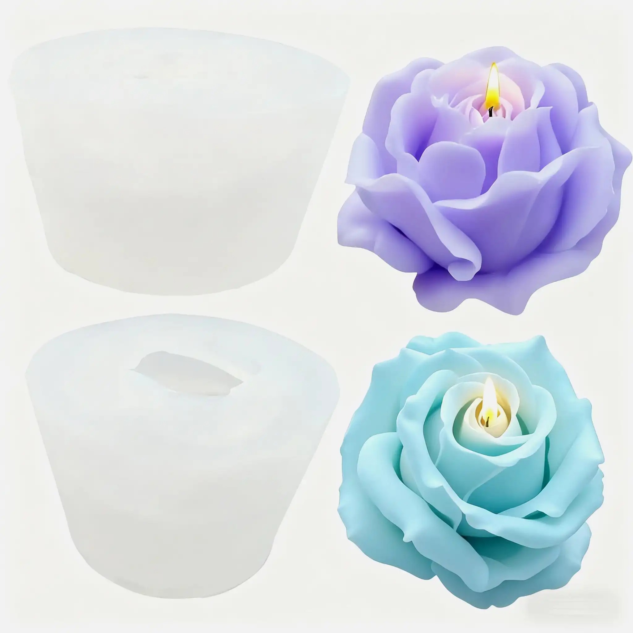 2-Piece Romantic 3D Rose Silic - Candle Making Date Night 评论和价格