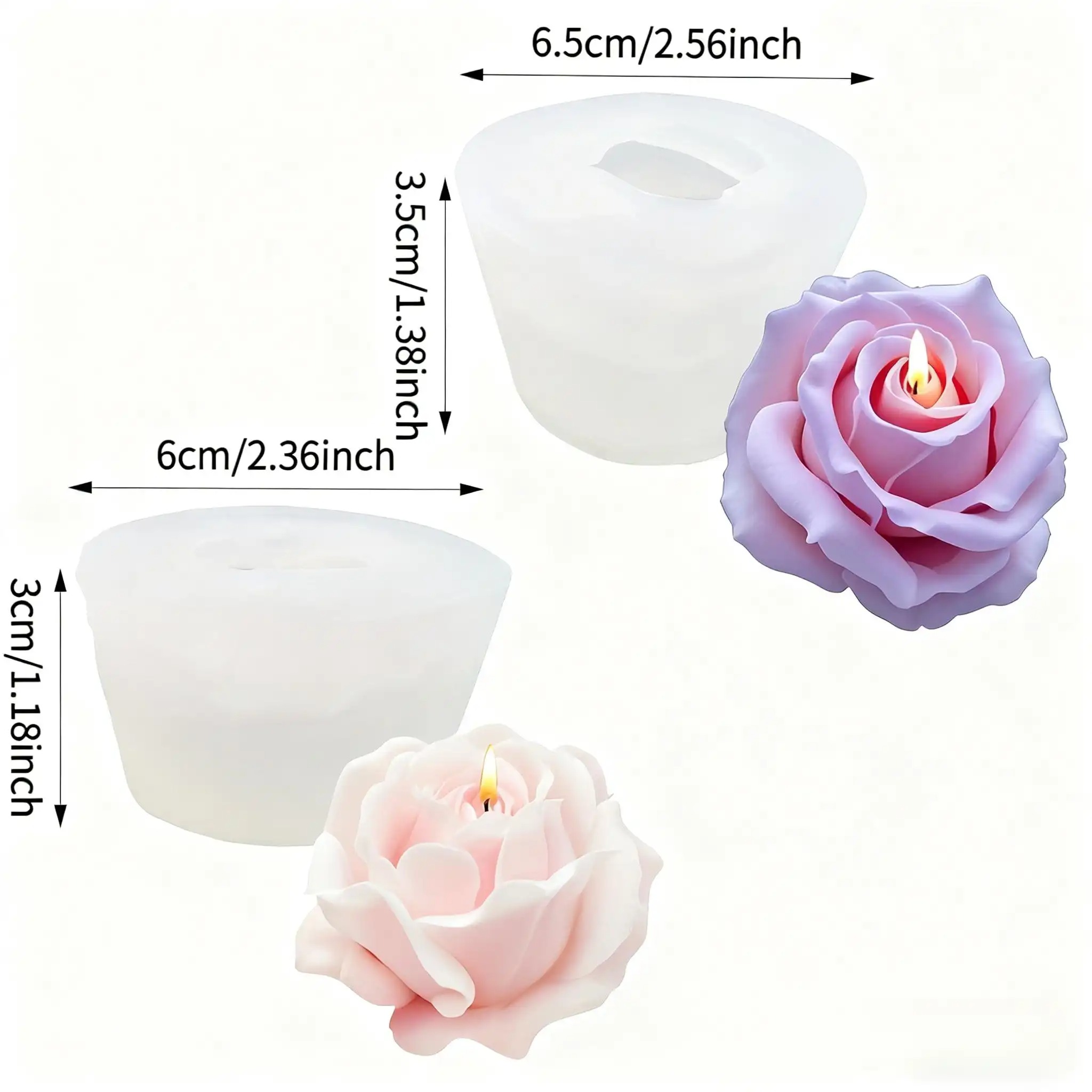 2-Piece Romantic 3D Rose Silic - Candle Making Date Night 评论和价格