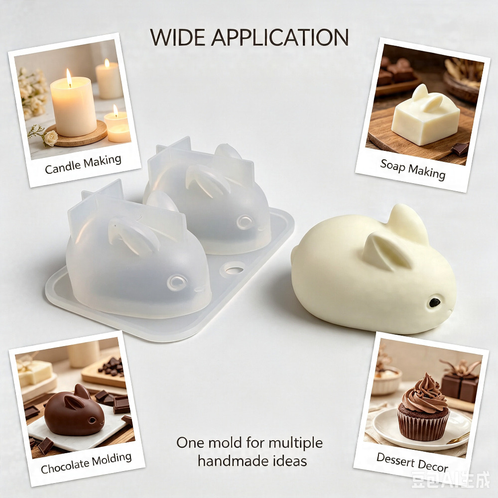3D Mini Rabbit Silicone Mold F - Candle Making Factory 评论和价格
